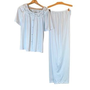 Vintage Gilead light blue nylon pajama set Made in USA